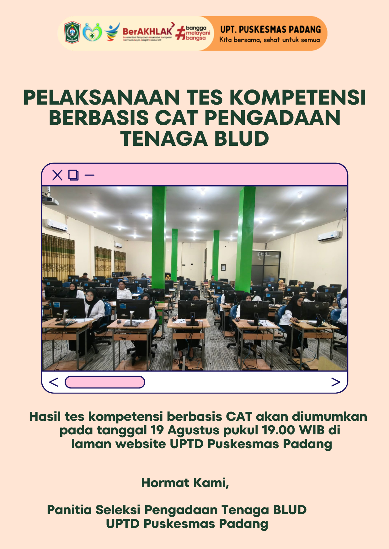 Pelaksaan Tes Seleksi Kompetensi Berbasis CAT di BKPSDM Lumajang